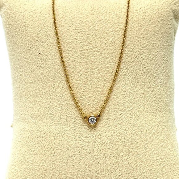 TIFFANY&Co. K18YG 1P Diamond By the Yard Elsa Peretti Accessory Jewelry Necklace - Picture 4 of 9